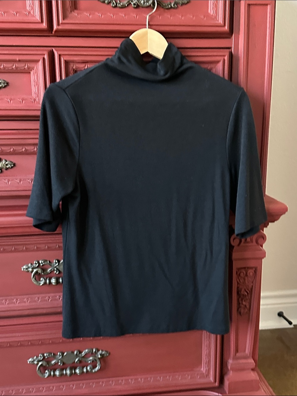 Banana Republic soft luxe black Turtleneck Short-Sleeve Top